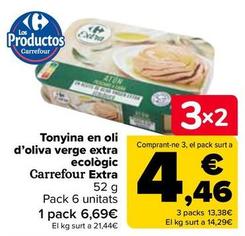 Oferta de Carrefour - Atún en aceite de  oliva virgen extra  ecológico  Extra por 6,69€ en Carrefour