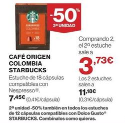 Oferta de Starbucks - Café Origen Colombia por 7,45€ en El Corte Inglés