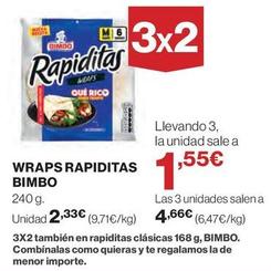 Oferta de Bimbo - Wraps Rapiditas por 2,33€ en El Corte Inglés