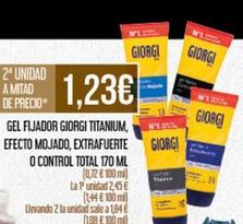 Oferta de Giorgi - Gel Fijador Titanium, Efecto Mojado, Extrafuerte O Control Total por 2,45€ en Claudio