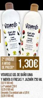 Oferta de Vitarelle - Gel De Baño Lima Y Menta O Fresas Y Jazmín por 2,59€ en Claudio