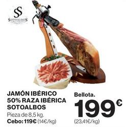 Oferta de Sotoalbos - Jamón Ibérico 50% Raza Ibérica por 119€ en Hipercor