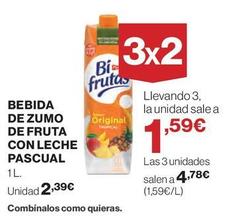 Oferta de Pascual - Bebida De Zumo De Fruta Con Leche por 2,39€ en Hipercor