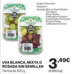 Oferta de Sin Pepas - Uva Blanca por 3,49€ en Supercor