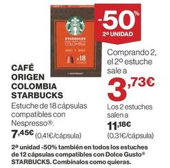 Oferta de Starbucks - CAFÉ ORIGEN COLOMBIA por 7,45€ en Supercor