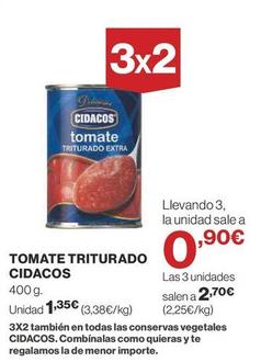 Oferta de Cidacos - Tomate Triturado por 1,35€ en Supercor