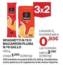 Oferta de Gallo - Spaghetti o Macarron Pluma por 1,39€ en Supercor