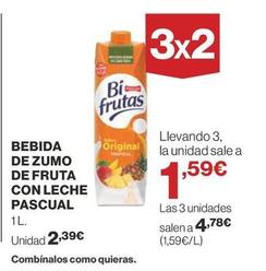 Oferta de Pascual - Bebida De Zumo De Fruta Con Leche por 2,39€ en Supercor