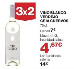 Oferta de Jose Cuervo - Vino Blanco Verdejo por 7€ en Supercor