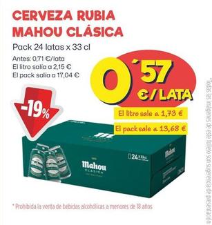 Oferta de Mahou - Cerveza Rubia Clasica por 0,57€ en Ahorramas