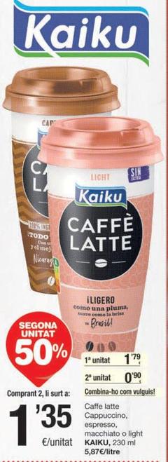 Oferta de Caffe latte por 1,79€ en SPAR Fragadis