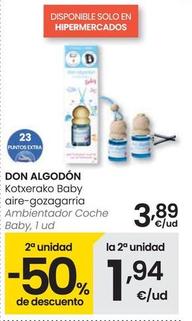 Oferta de Don Algodón - Ambientador Coche Baby por 3,89€ en Eroski