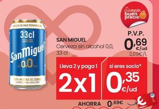 Oferta de San Miguel - Cerveza Sin Alcohol 0,0 por 0,69€ en Eroski