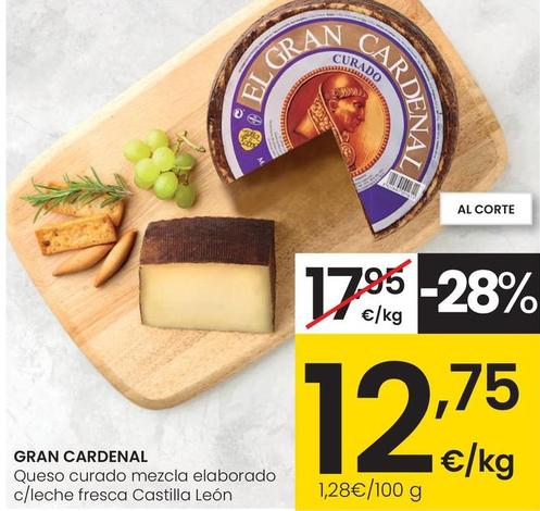 Oferta de El Gran Cardenal - Queso Curado Mezcla Elaborado C/Leche Fresca Castilla Leon por 12,75€ en Eroski