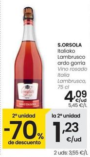 Oferta de S.Orsola - Vino Rosado Italia Lambrusco por 4,09€ en Eroski