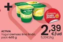 Oferta de Activia - Yogur Cremoso Lima Limon Pack 4x115 por 2,39€ en Eroski