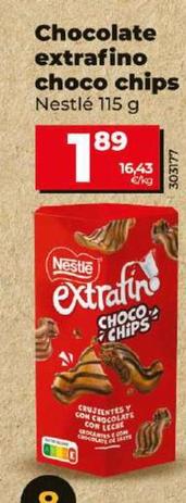 Oferta de Nestlé - Chocolate Extrafino Choco Chips por 1,89€ en Dia