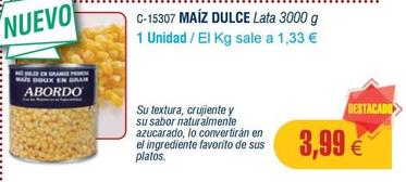 Oferta de Maíz dulce por 3,99€ en Abordo