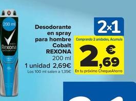 Oferta de Rexona - Desodorante En Spray Para Hombre Cobalt por 2,69€ en Carrefour Market
