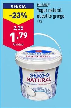 Oferta de Milsani - Yogur Natural Al Estilo Griego por 1,79€ en ALDI