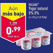 Oferta de Milsani - Yogur Natural 0% 0% por 0,99€ en ALDI
