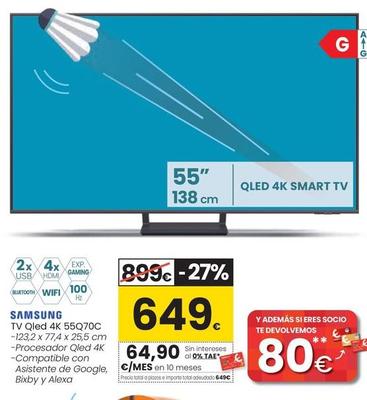 Oferta de Samsung - Tv Qled 4K 55Q70C por 649€ en Eroski