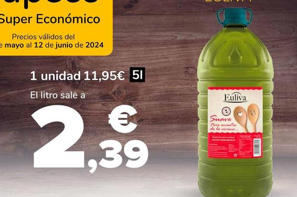 Oferta de Euliva - Aceite Especial Para Cocinar Suave por 11,95€ en Supeco
