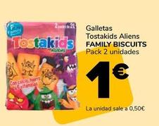 Oferta de Family Biscuits - Galletas Tostakids Aliens por 0,5€ en Supeco
