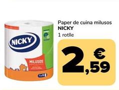 Oferta de Nicky - Papel de Cuina Milusos  por 2,59€ en Supeco