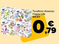 Oferta de Nicky - Tovallons dissenys Happy Life por 0,79€ en Supeco