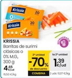 Oferta de Krissia - Barritas De Surimi Clasicas o 0% M.G. por 4,65€ en Eroski