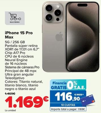 Oferta de Apple - IPhone 15 Pro Max por 1169€ en Carrefour