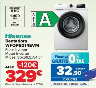 Oferta de Hisense - Lavadora WFQP8014EVM por 329€ en Carrefour