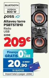 Oferta de Poss - Altavoz Torre PSBTST810 por 209€ en Carrefour
