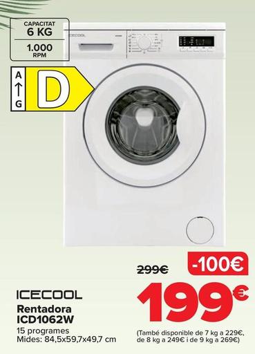 Oferta de Icecool - Lavadora ICD1062W por 199€ en Carrefour