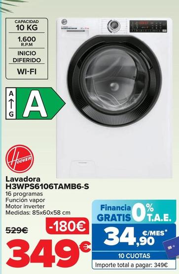 Oferta de Hoover - Lavadora H3WPS6106TAMB6-S por 349€ en Carrefour