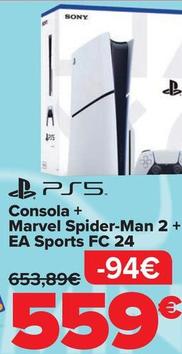 Oferta de Sony - Consola + Marvel Spider-Man 2 + EA Sports FC 24 por 559€ en Carrefour