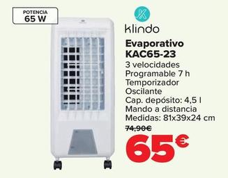 Oferta de Klindo - Evaporativo KAC65-23 por 65€ en Carrefour
