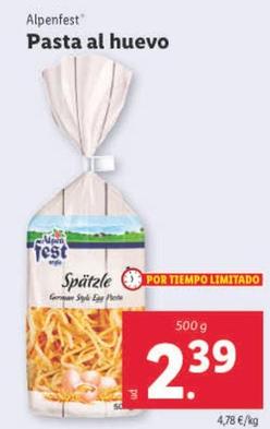 Oferta de Alpenfest - Pasta al Huevo  por 2,39€ en Lidl