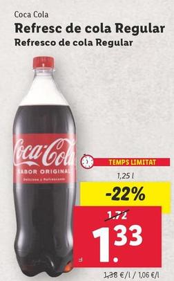 Oferta de Coca-Cola - Refresco De Cola Regular por 1,33€ en Lidl