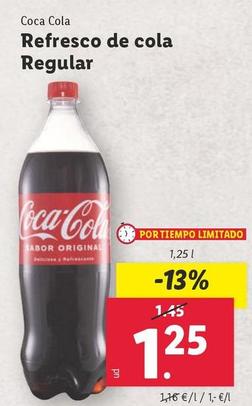 Oferta de Coca-Cola - Refresco De Cola Regular por 1,33€ en Lidl