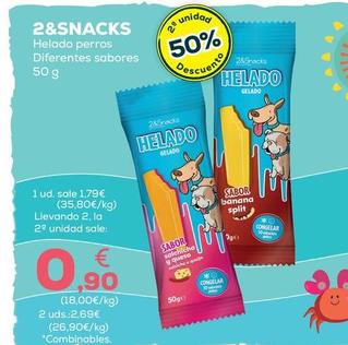 Oferta de 2&Snacks - Helado Perros Diferentes Sabores por 1,79€ en Kiwoko