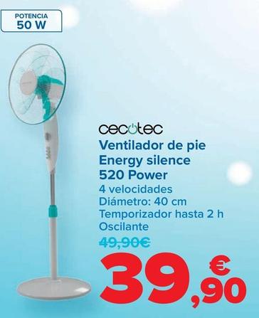 Oferta de Cecotec - Ventilador De Pie Energy Silence 520 Power  por 39,9€ en Carrefour