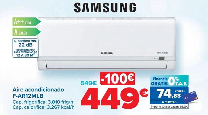 Oferta de Samsung - Aire Acondicionado F-AR12MLB por 449€ en Carrefour