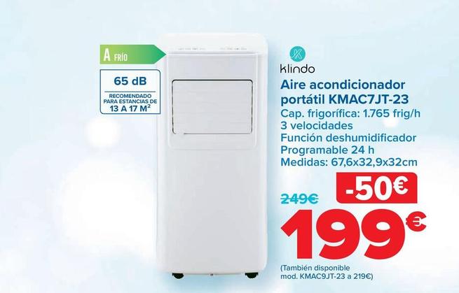 Oferta de Klindo - Aire acondicionador  portátil KMAC7JT-23 por 199€ en Carrefour