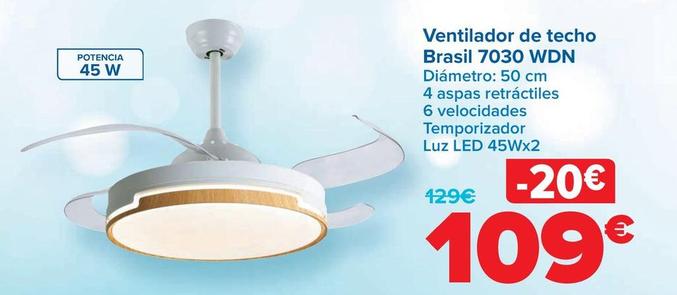 Oferta de Narvi - Ventilador De Techo Brasil 7030 WDN por 109€ en Carrefour