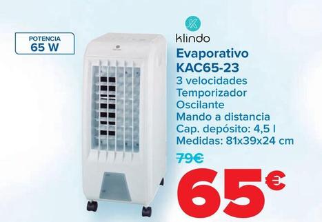 Oferta de Klindo - Evaporativo  KAC65-23 por 65€ en Carrefour