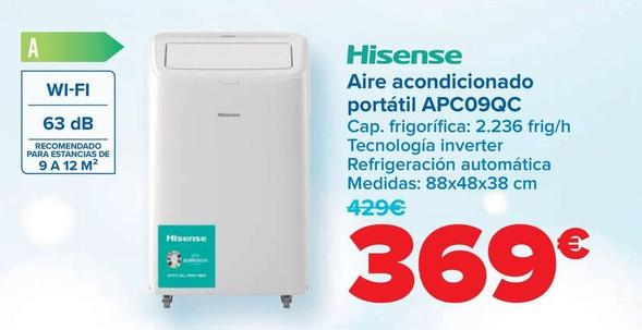 Oferta de Hisense - Aire Acondicionado Portátil APC09QC por 369€ en Carrefour