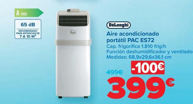Oferta de DeLonghi - Aire Acondicionado  Portátil PAC ES72 por 399€ en Carrefour