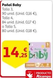 Oferta de Pañal Baby por 14,25€ en Alcampo